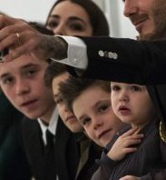 Family: David Beckham takes a selfie of himself and his children (L-R) Brooklyn Beckham, Romeo Beckham, Cruz Beckham and Harper Beckham, before Victoria's event at New York Fashion Week. All the children will have huge amounts of space in the mansion